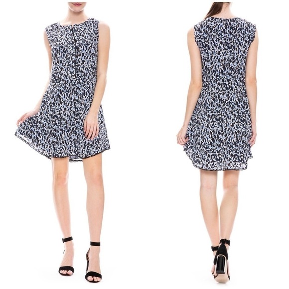 Derek Lam 10 Crosby Mini Pom Pom Watercolor Dress-Blue Multi/ Size 6 - Picture 1 of 7